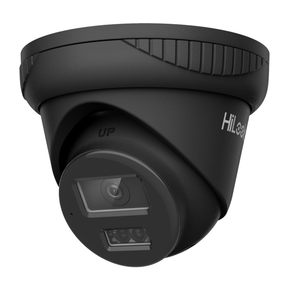 HiLook 6MP Outdoor All-In-One Flateye Turret Camera, IR, Mic, IP67, 2.8mm, Black